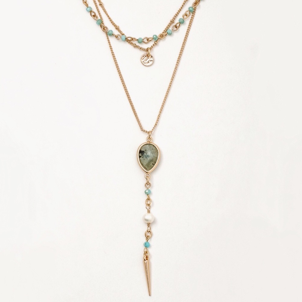 Dainty Gold Choker Layered Lariat, Pendant + Charm - Picture 2 of 3